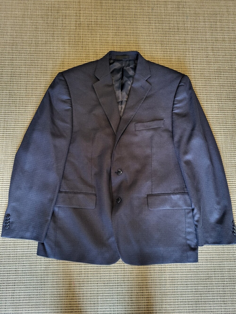 ​Michael Kors Navy Houndstooth Blazer Suit Jacket 44S Stretch Two Button